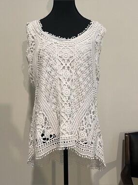 XCVI White Crochet Tank Top